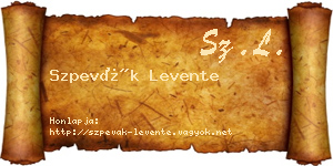Szpevák Levente névjegykártya